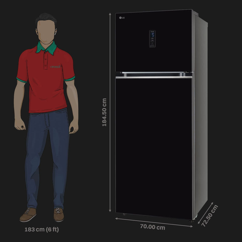 LG 466 Litres 2 Star Frost Free Double Door Smart Wifi Enabled Refrigerator with Multi Air Flow (GL-T492MESY, Ebony Sheen)
