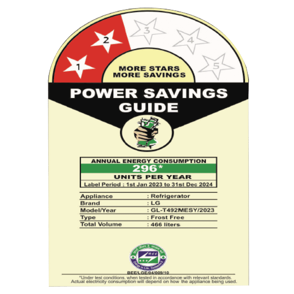 LG 466 Litres 2 Star Frost Free Double Door Smart Wifi Enabled Refrigerator with Multi Air Flow (GL-T492MESY, Ebony Sheen)