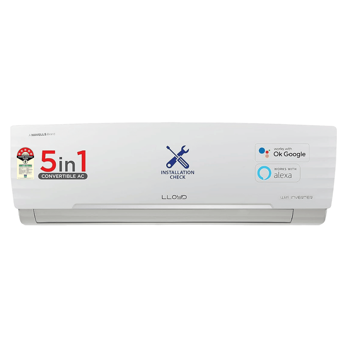 Lloyd 5 in 1 Convertible 1 Ton 5 Star Inverter Split Smart AC with Wi-Fi Supported (Copper Condenser, GLS12V5FWCXV)