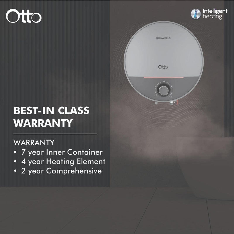 HAVELLS Otto 10 Litre 5 Star Vertical Storage Geyser with Whirl Flow Technology (Silver Grey)