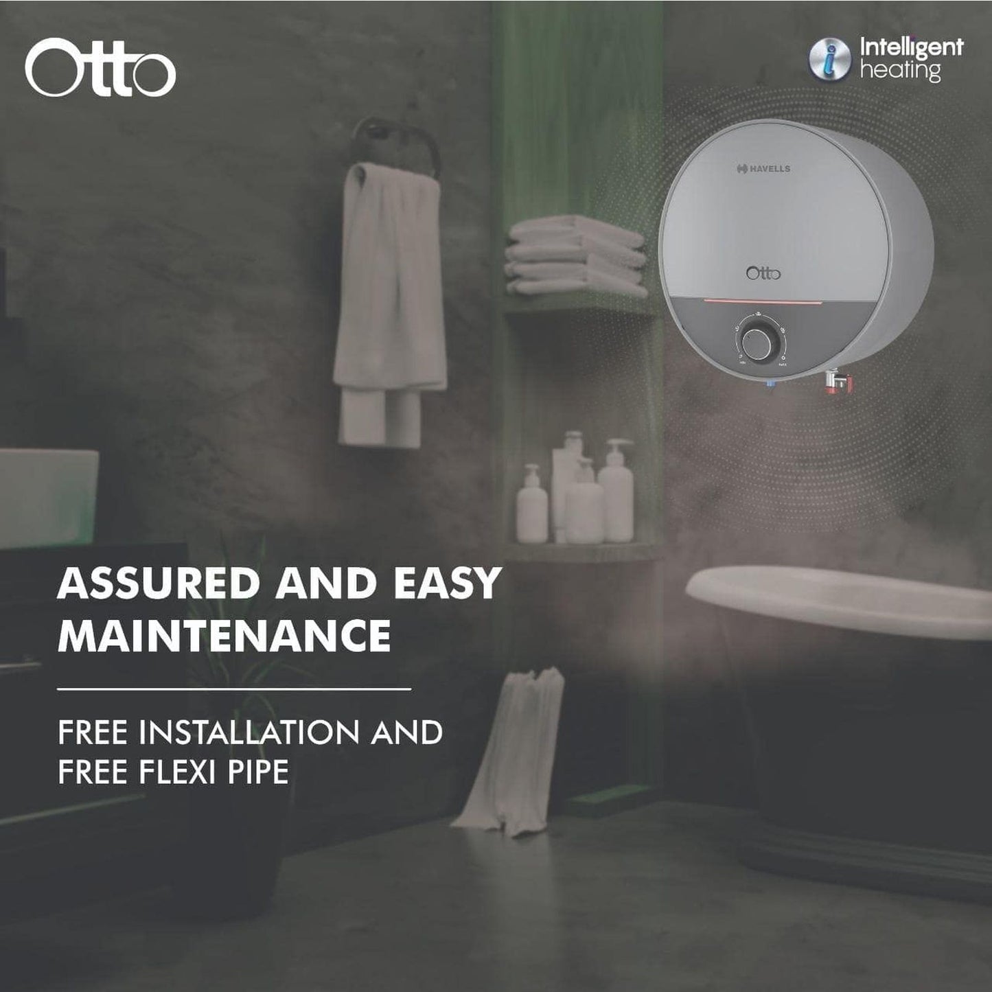 HAVELLS Otto 10 Litre 5 Star Vertical Storage Geyser with Whirl Flow Technology (Silver Grey)