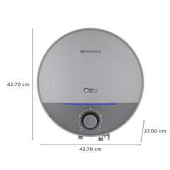 HAVELLS Otto 10 Litre 5 Star Vertical Storage Geyser with Whirl Flow Technology (Silver Grey)