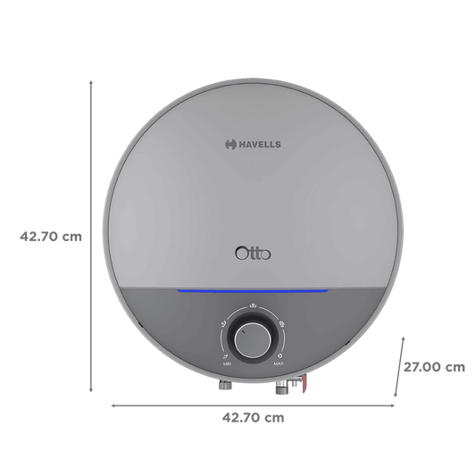 HAVELLS Otto 10 Litre 5 Star Vertical Storage Geyser with Whirl Flow Technology (Silver Grey)