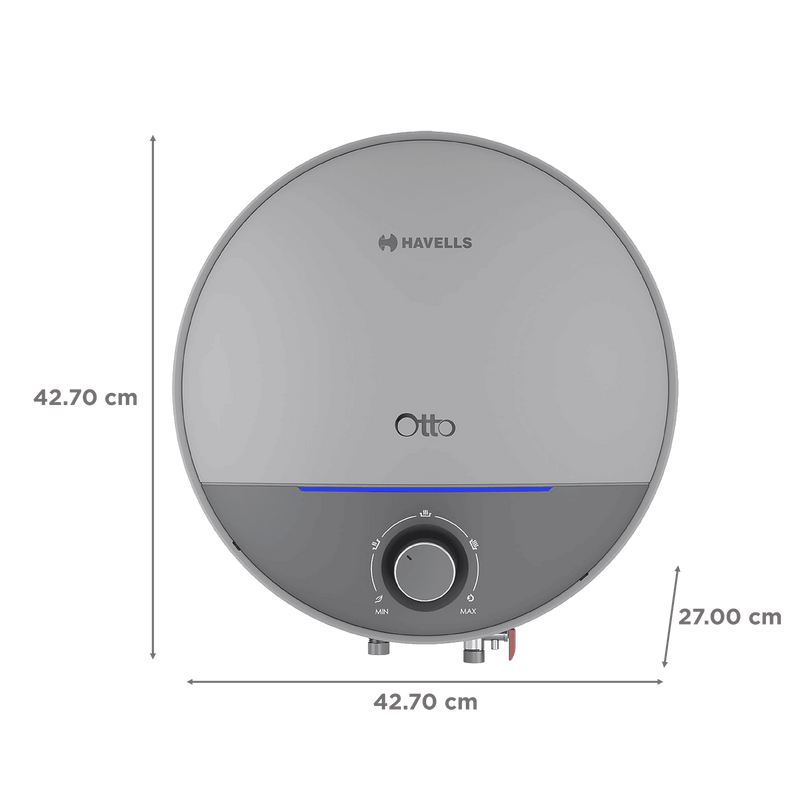 HAVELLS Otto 10 Litre 5 Star Vertical Storage Geyser with Whirl Flow Technology (Silver Grey)