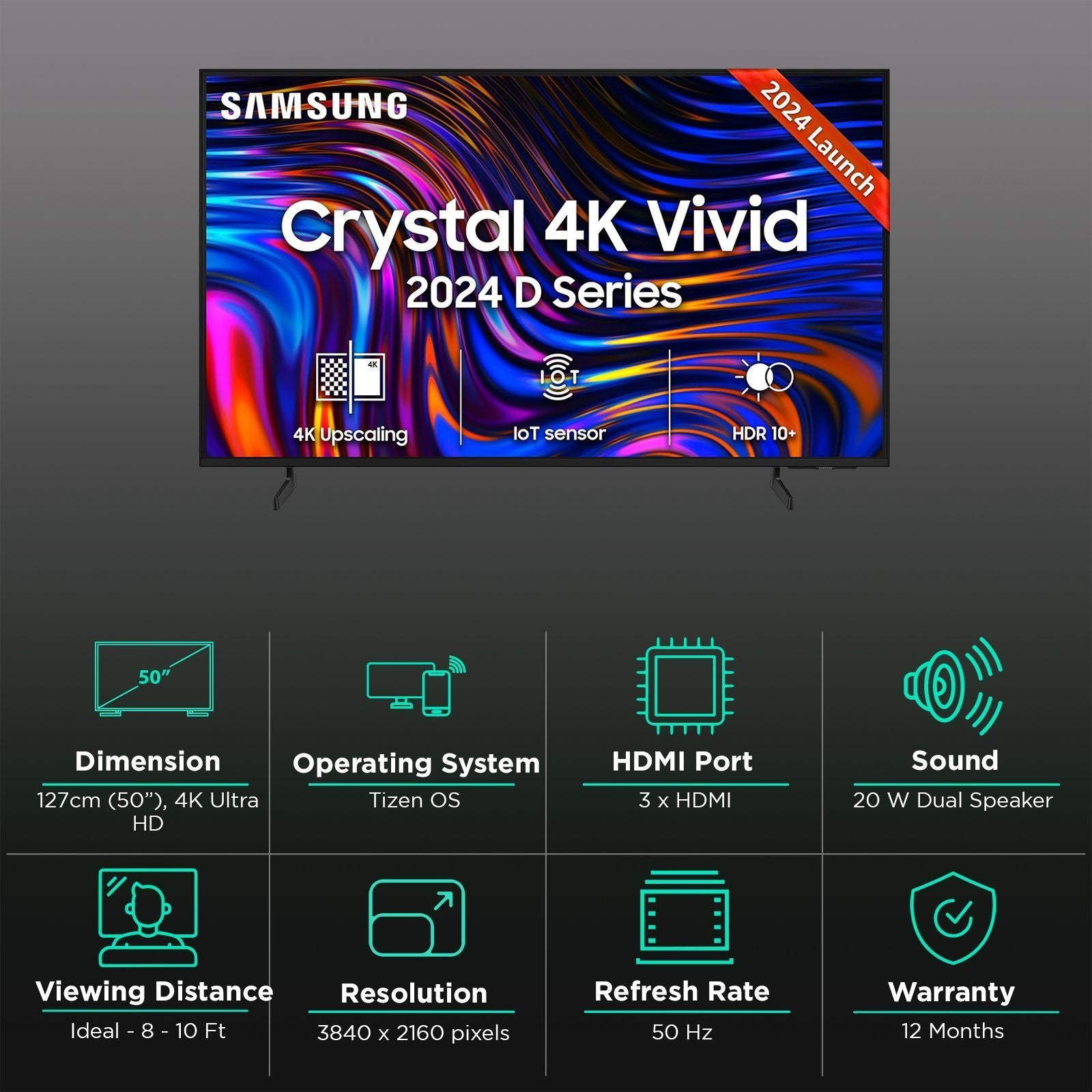 SAMSUNG DUE70 127 cm (50 inch) 4K Ultra HD LED Tizen OS TV with Crystal Processor 4K