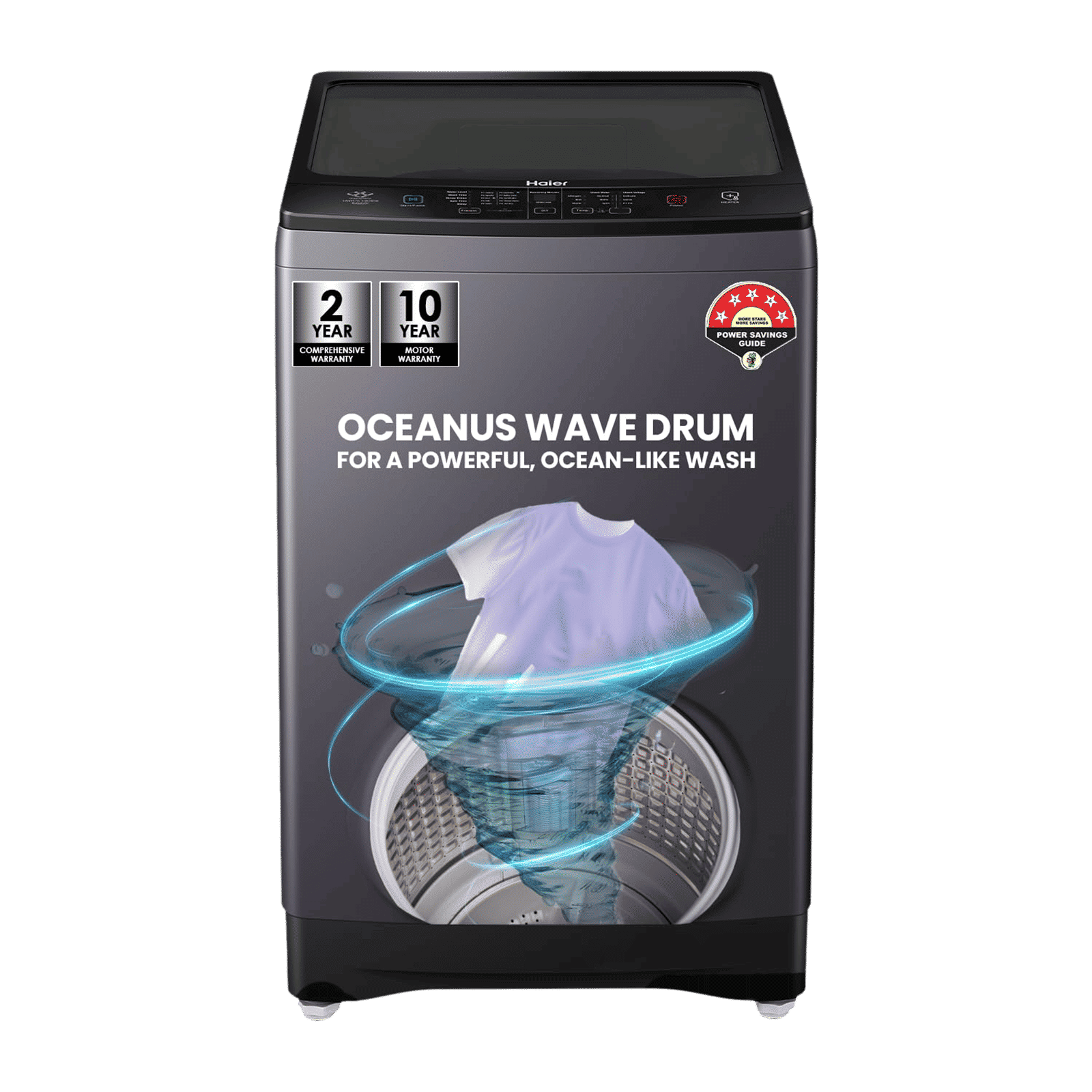 Haier 10.5 kg 5 Star Fully Automatic Top Load Washing Machine (HWM105-826S6, Oceanus Wave Drum, Starry Silver)