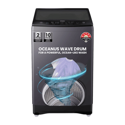 Haier 10.5 kg 5 Star Fully Automatic Top Load Washing Machine (HWM105-826S6, Oceanus Wave Drum, Starry Silver)