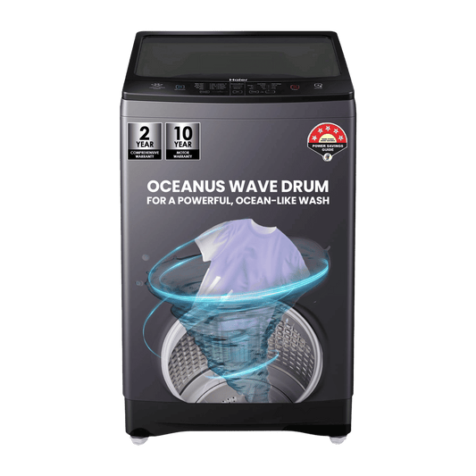 Haier 10.5 kg 5 Star Fully Automatic Top Load Washing Machine (HWM105-826S6, Oceanus Wave Drum, Starry Silver)