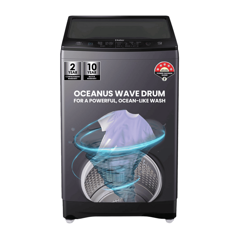 Haier 10.5 kg 5 Star Fully Automatic Top Load Washing Machine (HWM105-826S6, Oceanus Wave Drum, Starry Silver)