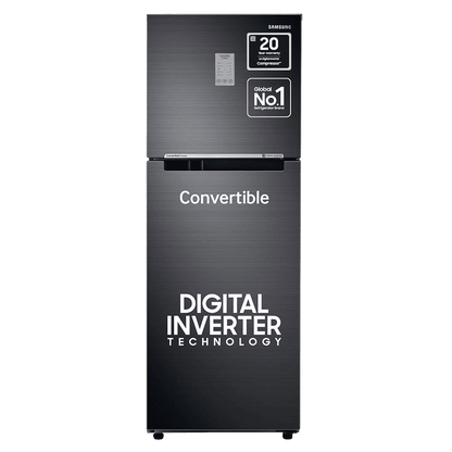 SAMSUNG 236 Litres 3 Star Frost Free Double Door Convertible Refrigerator with Anti Bacterial Gasket (RT28C3733BX/HL, Luxe Black)