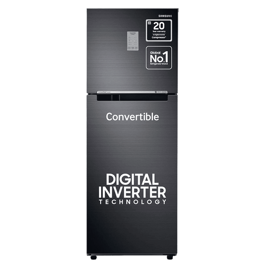 SAMSUNG 236 Litres 3 Star Frost Free Double Door Convertible Refrigerator with Anti Bacterial Gasket (RT28C3733BX/HL, Luxe Black)