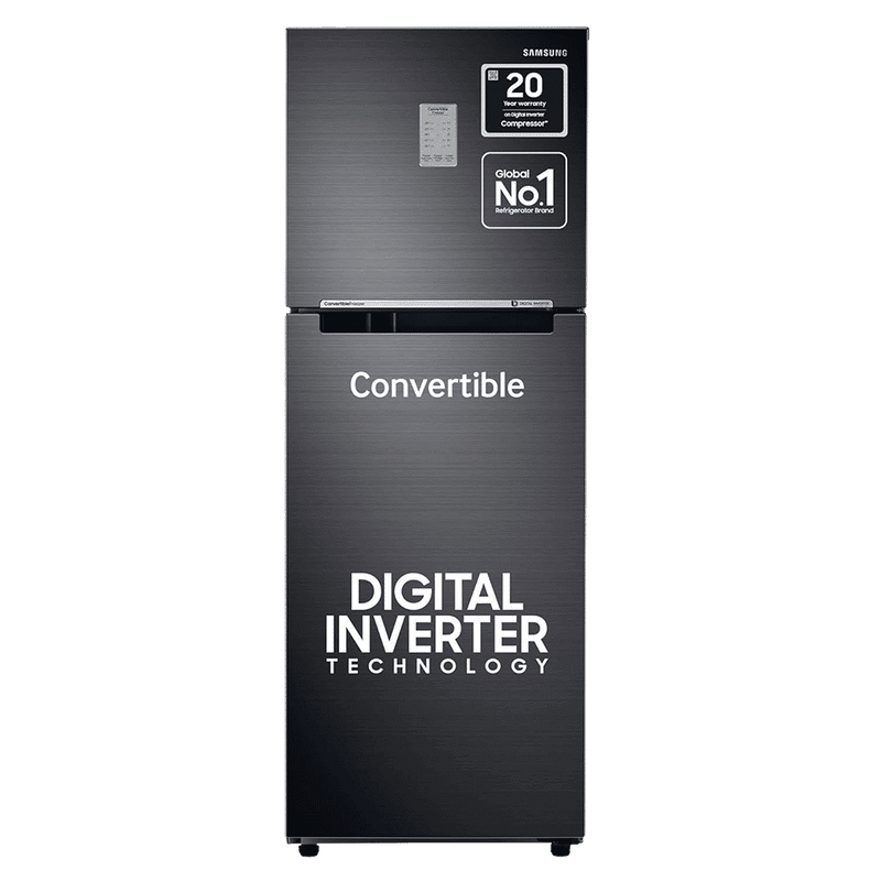 SAMSUNG 236 Litres 3 Star Frost Free Double Door Convertible Refrigerator with Anti Bacterial Gasket (RT28C3733BX/HL, Luxe Black)