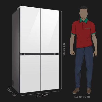 SAMSUNG 650 Litres Frost Free French Door Convertible Refrigerator with Triple Cooling (RF65DB90BD12/TL, Clean White)