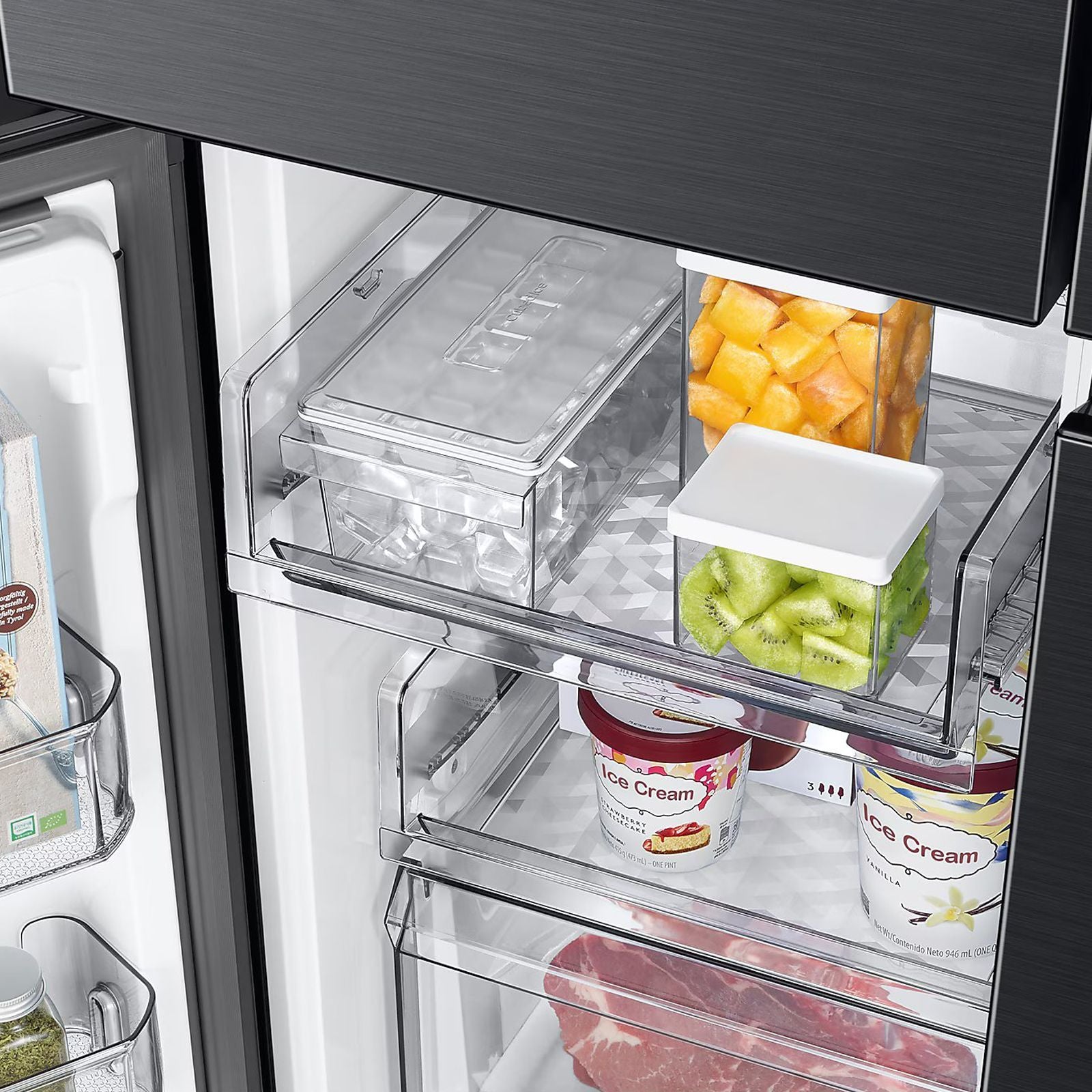 SAMSUNG 650 Litres Frost Free French Door Convertible Refrigerator with Triple Cooling (RF65DG90BDSG/TL, Black Caviar)