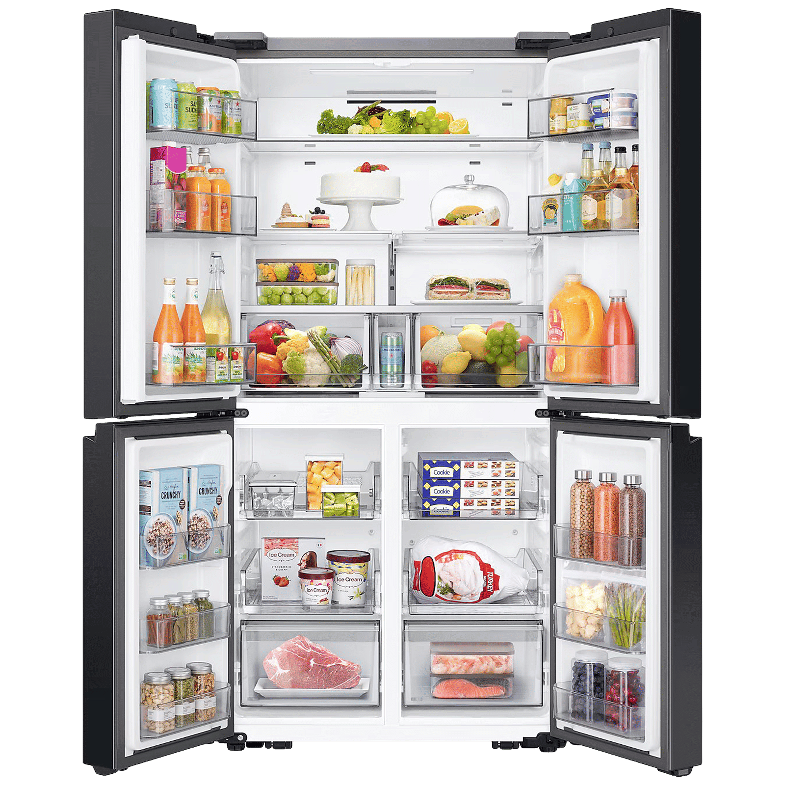 SAMSUNG 650 Litres Frost Free French Door Convertible Refrigerator with Triple Cooling (RF65DG90BDSG/TL, Black Caviar)
