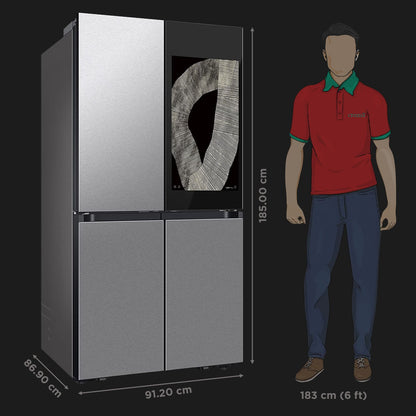 SAMSUNG 809 Litres Frost Free French Door Convertible Refrigerator with Water Dispenser (RF71DB9950QD/TL, Clean Charcoal & Stainless Steel)