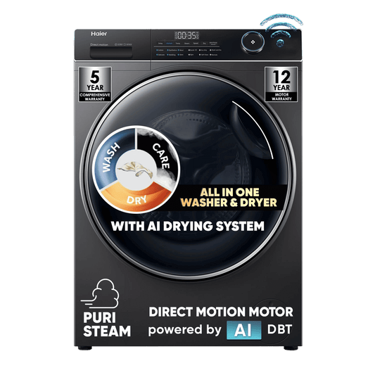 Haier 10.5 kg 5 Star Fully Automatic Front Load Washing Machine (HW105-B14959S8U1, Pillow Shape Drum, Dark Jade Silver)