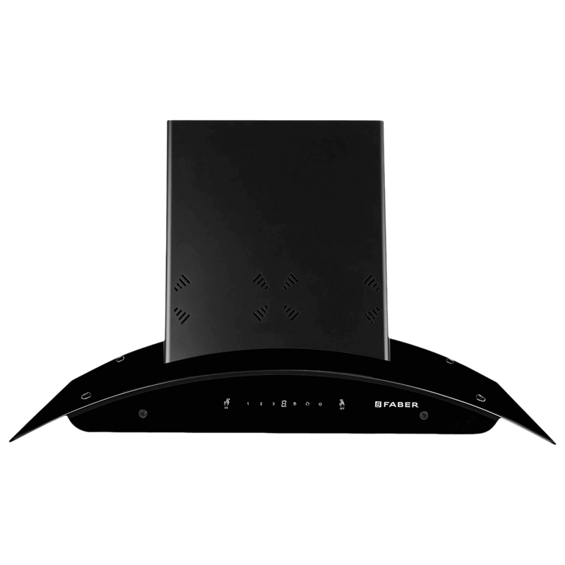 FABER ELLORA 3D IN HC SC BF BK 75 75cm 1400m³/hr Ducted Auto Clean Wall Mounted Chimney with Odor Sensing Technology (Black)