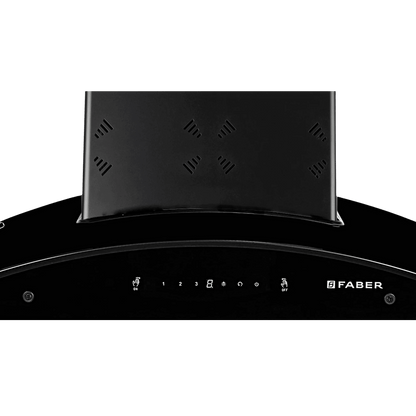 FABER ELLORA 3D IN HC SC BF BK 75 75cm 1400m³/hr Ducted Auto Clean Wall Mounted Chimney with Odor Sensing Technology (Black)