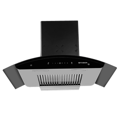 FABER ELLORA 3D IN HC SC BF BK 75 75cm 1400m³/hr Ducted Auto Clean Wall Mounted Chimney with Odor Sensing Technology (Black)