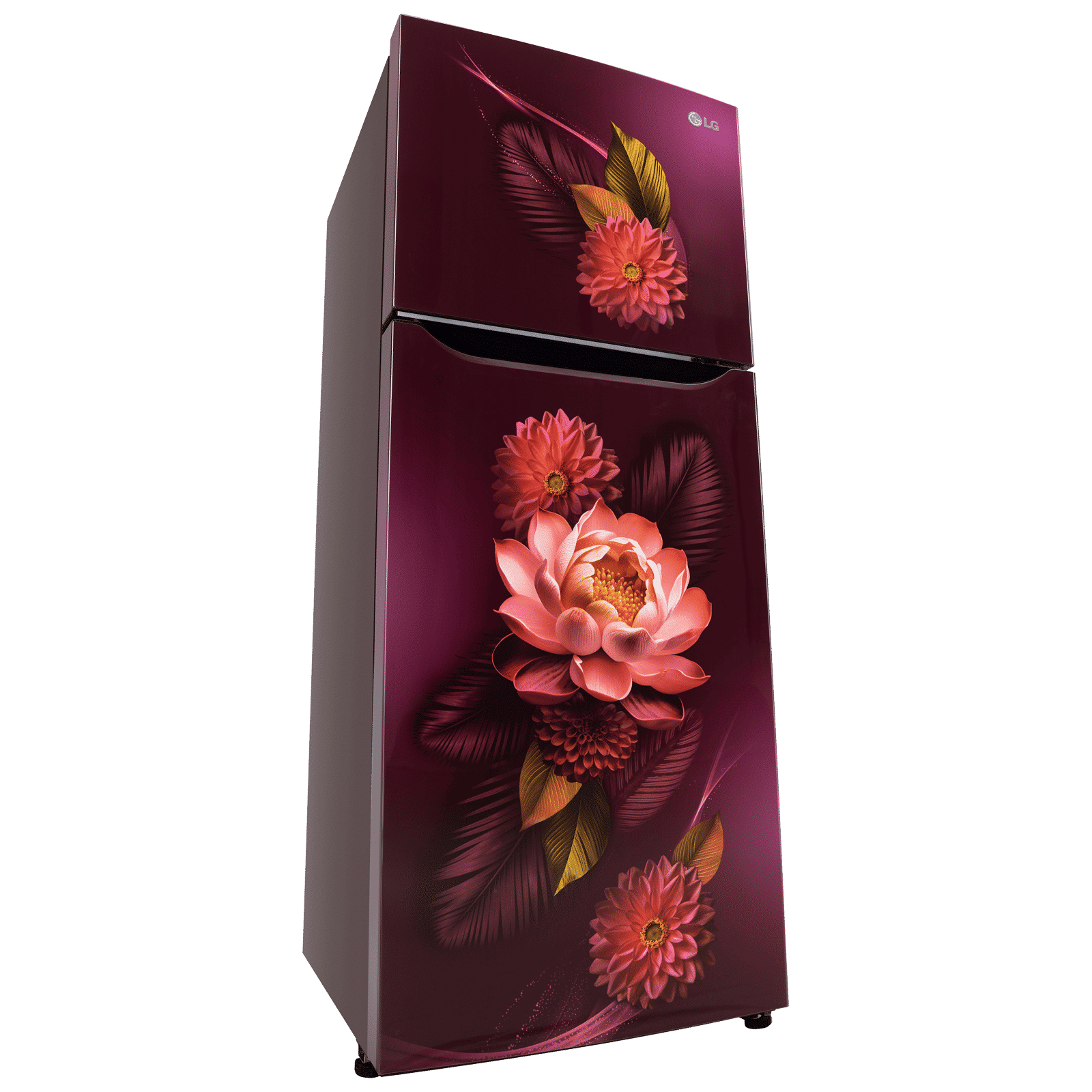 LG 240 Litres 2 Star Frost Free Double Door Convertible Refrigerator with Smart Diagnosis (GL-S292SRWY, Red Water Lily)