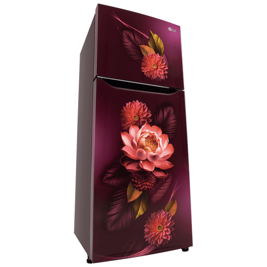 LG 240 Litres 2 Star Frost Free Double Door Convertible Refrigerator with Smart Diagnosis (GL-S292SRWY, Red Water Lily)