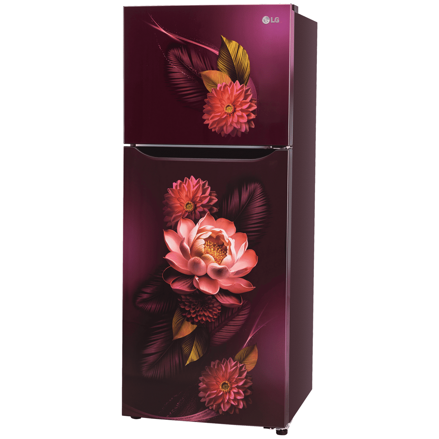 LG 240 Litres 2 Star Frost Free Double Door Convertible Refrigerator with Smart Diagnosis (GL-S292SRWY, Red Water Lily)