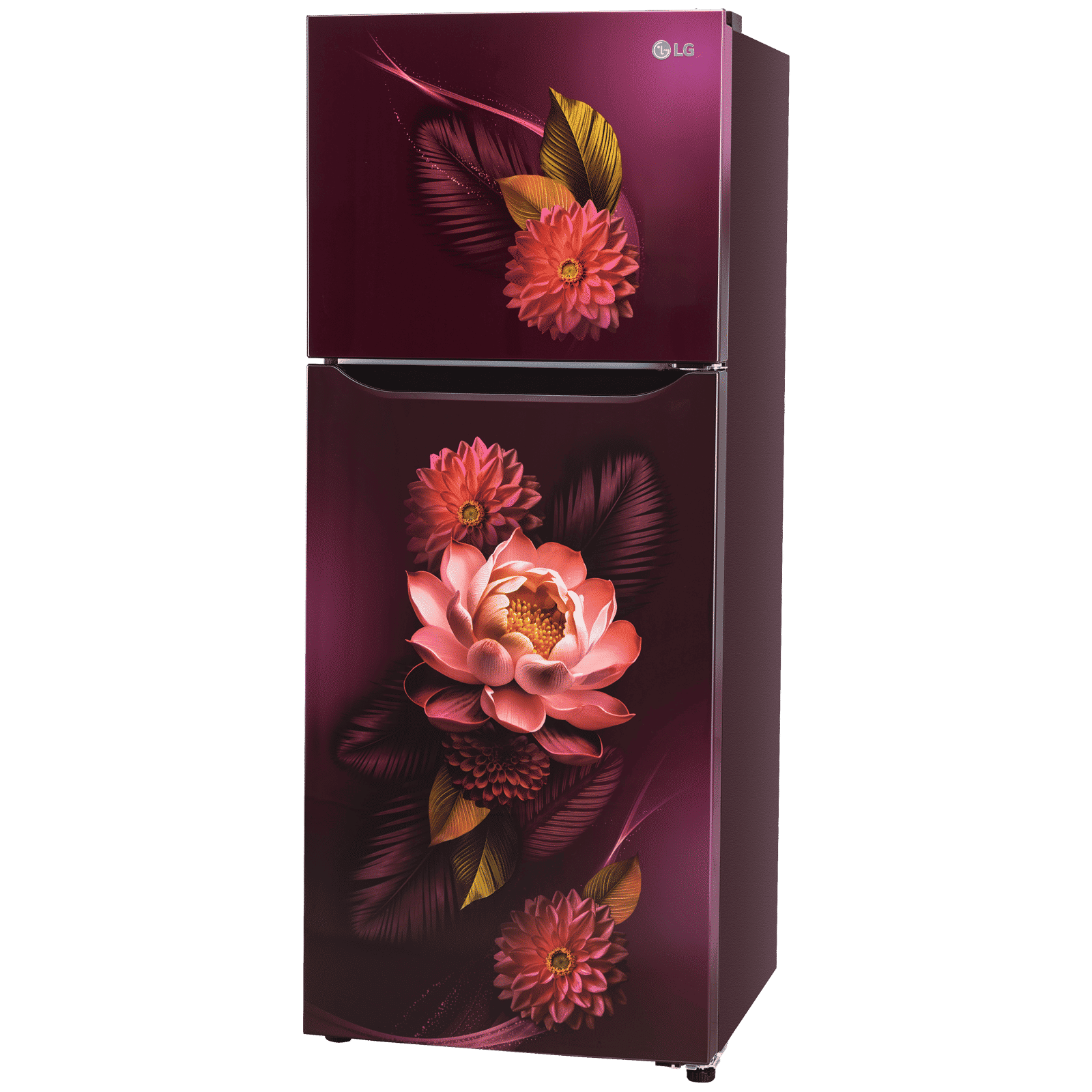 LG 240 Litres 2 Star Frost Free Double Door Convertible Refrigerator with Smart Diagnosis (GL-S292SRWY, Red Water Lily)