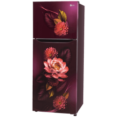 LG 240 Litres 2 Star Frost Free Double Door Convertible Refrigerator with Smart Diagnosis (GL-S292SRWY, Red Water Lily)