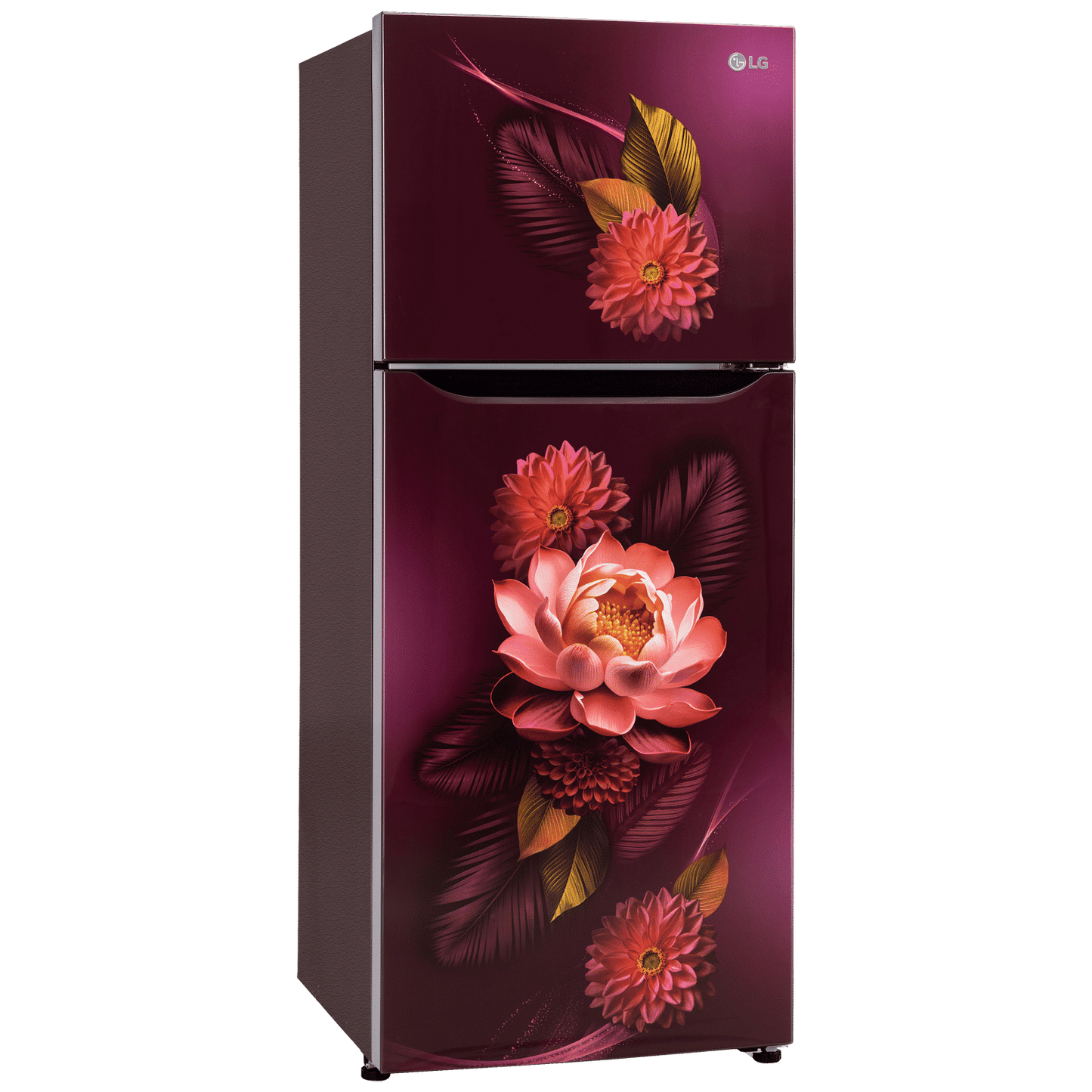 LG 240 Litres 2 Star Frost Free Double Door Convertible Refrigerator with Smart Diagnosis (GL-S292SRWY, Red Water Lily)