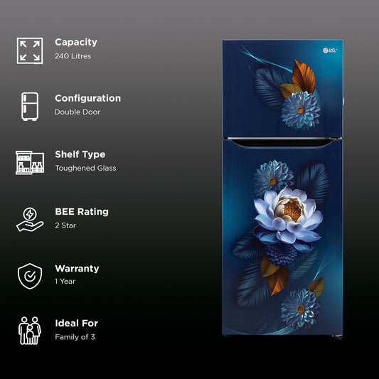 LG 240 Litres 2 Star Frost Free Double Door Convertible Refrigerator with Smart Diagnosis (GL-S292SBWY, Blue Water Lily)