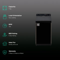 Panasonic 7 kg 5 Star Wi-Fi Fully Automatic Top Load Washing Machine (NA-F70V11PRB, Weather Alert & Recommendation, Jet Black)