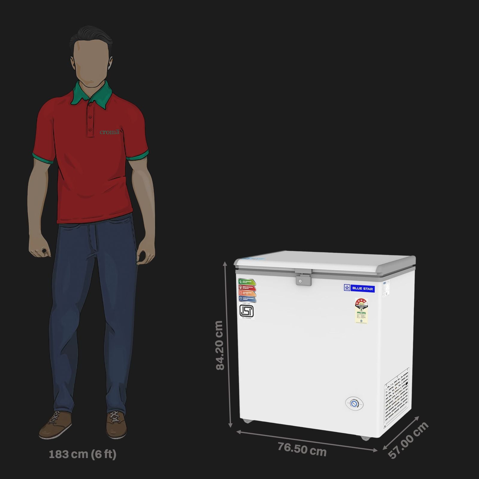 Blue Star NEYW Series 161 Litres 4 Star Single Door Deep Freezer (Static Cooling Technology, CF4-180NEYW, White)