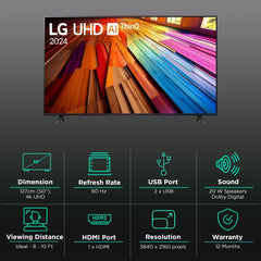 LG AI UT80 127 cm (50 inch) 4K Ultra HD LED Smart WebOS TV with Filmmaker Mode (2025 model)