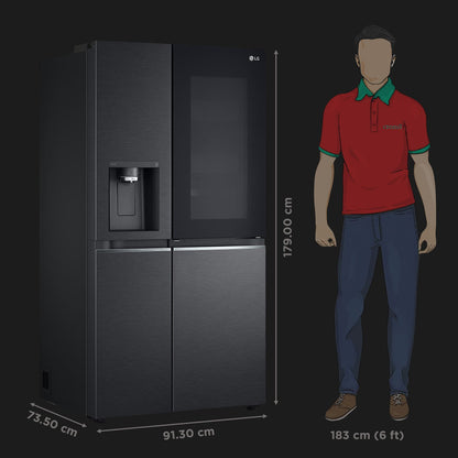 LG 630 Litres 3 Star Frost Free Side by Side Door Smart Wifi Enabled Refrigerator with Multi Air Flow (GL-X257AMC3, Matt Black)