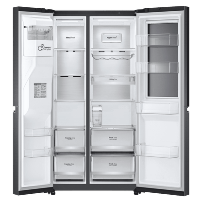 LG 630 Litres 3 Star Frost Free Side by Side Door Smart Wifi Enabled Refrigerator with Multi Air Flow (GL-X257AMC3, Matt Black)