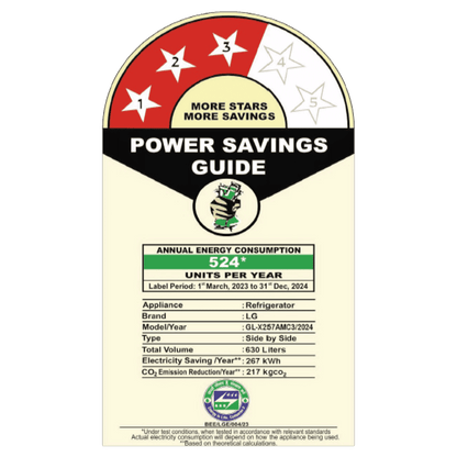 LG 630 Litres 3 Star Frost Free Side by Side Door Smart Wifi Enabled Refrigerator with Multi Air Flow (GL-X257AMC3, Matt Black)