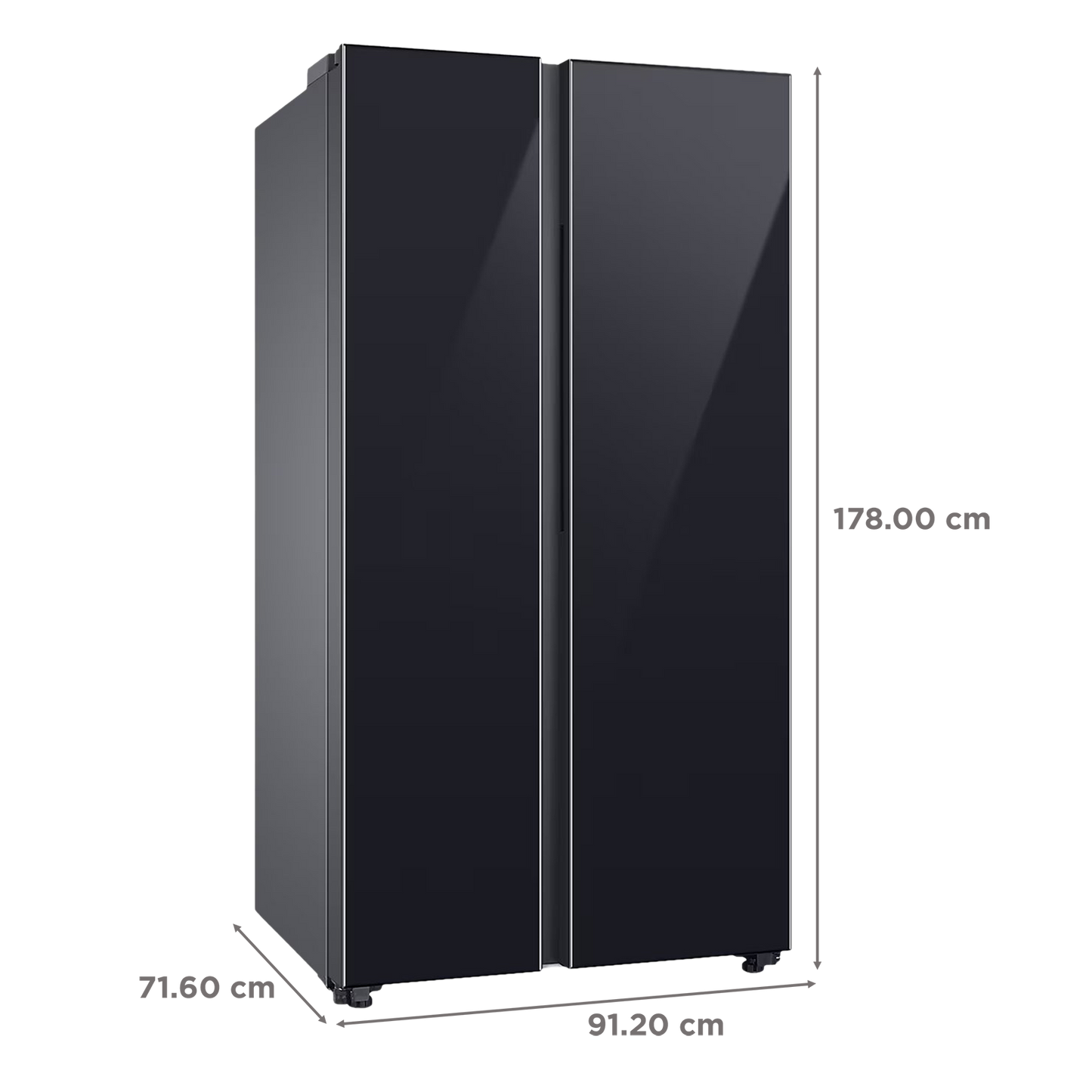 SAMSUNG 653 Litres 3 Star Frost Free Side by Side Door Smart Wifi Enabled Refrigerator with Twin Cooling Plus Technology (RS76CB81A333/HL, Glam Deep Charcoal)