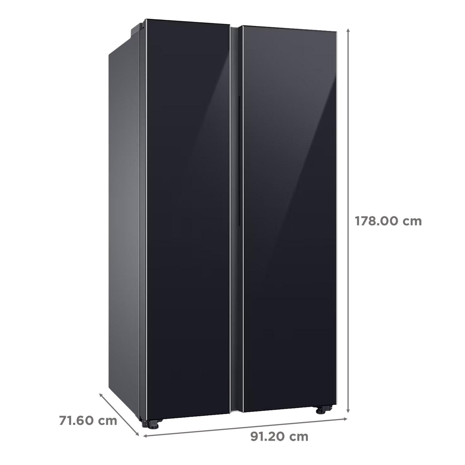 SAMSUNG 653 Litres 3 Star Frost Free Side by Side Door Smart Wifi Enabled Refrigerator with Twin Cooling Plus Technology (RS76CB81A333/HL, Glam Deep Charcoal)