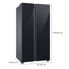 SAMSUNG 653 Litres 3 Star Frost Free Side by Side Door Smart Wifi Enabled Refrigerator with Twin Cooling Plus Technology (RS76CB81A333/HL, Glam Deep Charcoal)