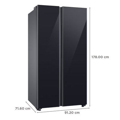 SAMSUNG 653 Litres 3 Star Frost Free Side by Side Door Smart Wifi Enabled Refrigerator with Twin Cooling Plus Technology (RS76CB81A333/HL, Glam Deep Charcoal)