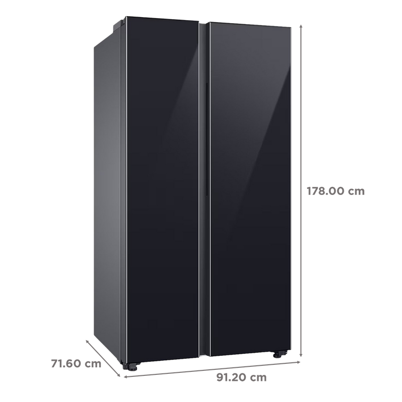 SAMSUNG 653 Litres 3 Star Frost Free Side by Side Door Smart Wifi Enabled Refrigerator with Twin Cooling Plus Technology (RS76CB81A333/HL, Glam Deep Charcoal)