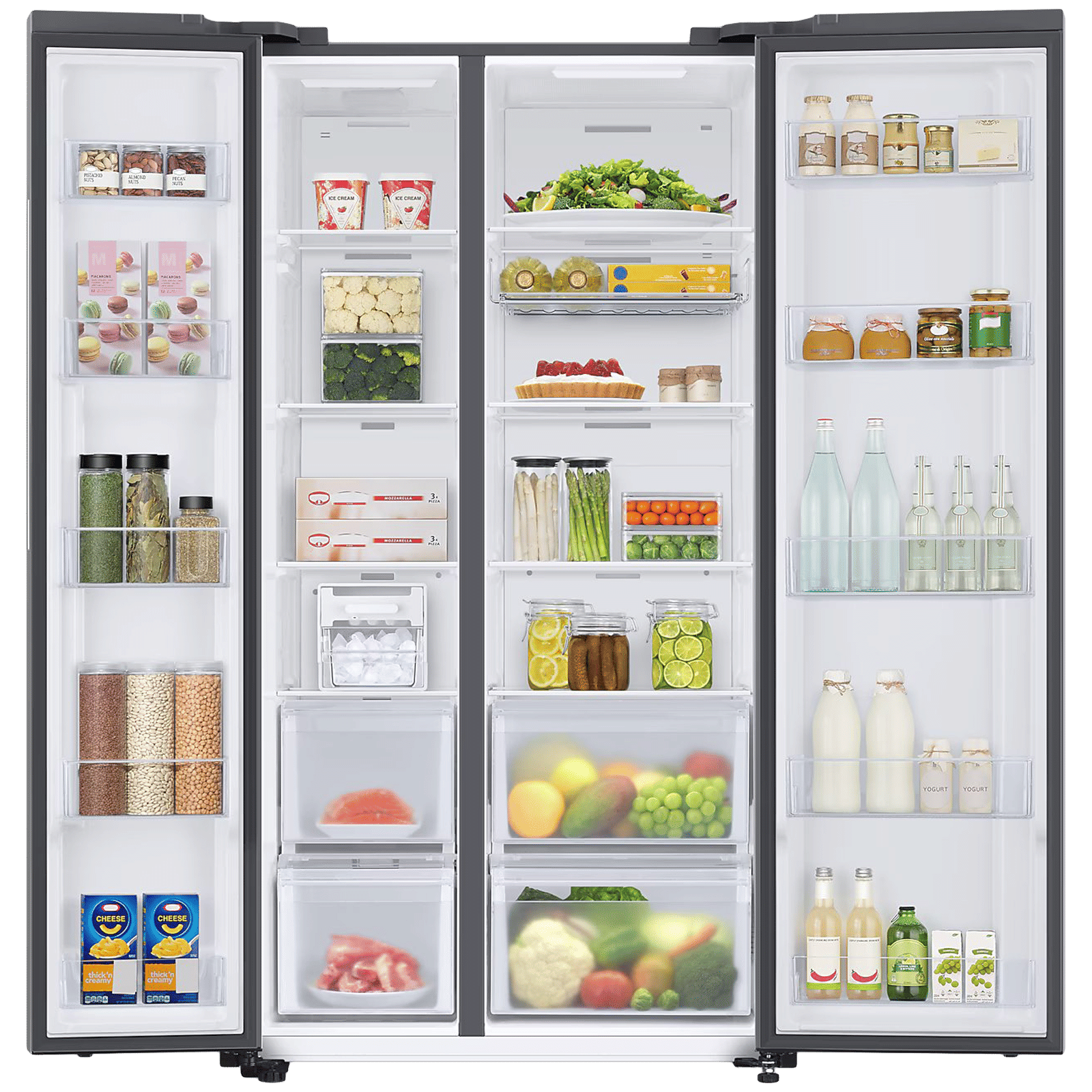 SAMSUNG 653 Litres 3 Star Frost Free Side by Side Door Smart Wifi Enabled Refrigerator with Twin Cooling Plus Technology (RS76CB81A333/HL, Glam Deep Charcoal)
