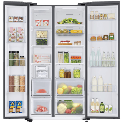 SAMSUNG 653 Litres 3 Star Frost Free Side by Side Door Smart Wifi Enabled Refrigerator with Twin Cooling Plus Technology (RS76CB81A333/HL, Glam Deep Charcoal)