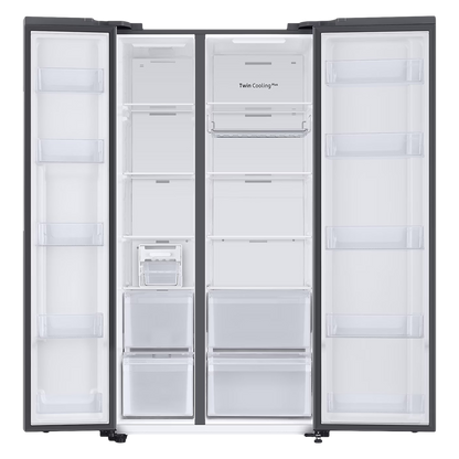 SAMSUNG 653 Litres 3 Star Frost Free Side by Side Door Smart Wifi Enabled Refrigerator with Twin Cooling Plus Technology (RS76CB81A333/HL, Glam Deep Charcoal)