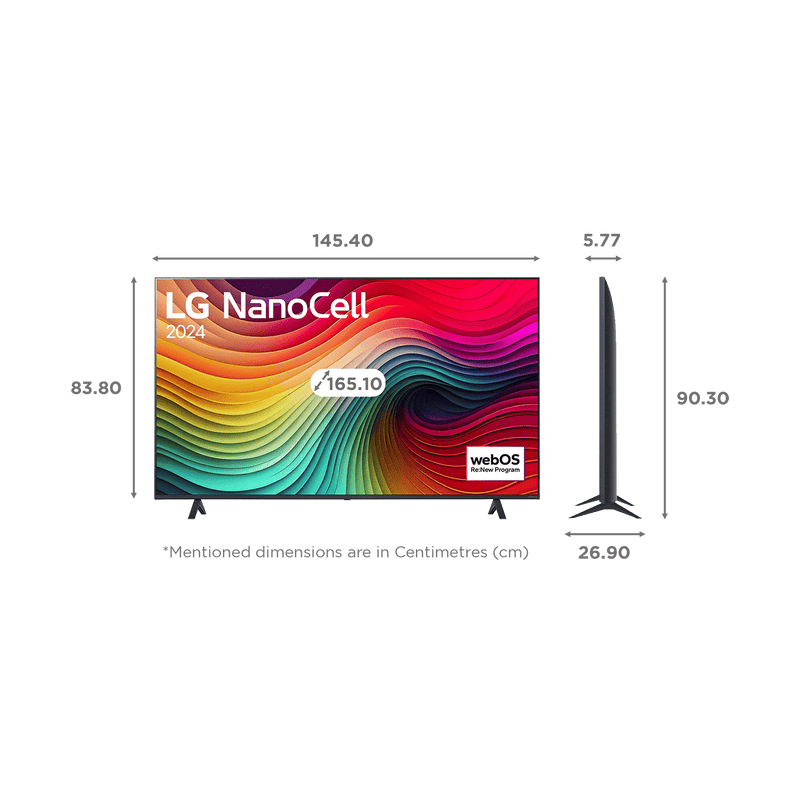 LG NANO80 Nano Cell 165.1 cm (65 inch) 4K Ultra HD Smart WebOS TV with AI Customization (2025 model)