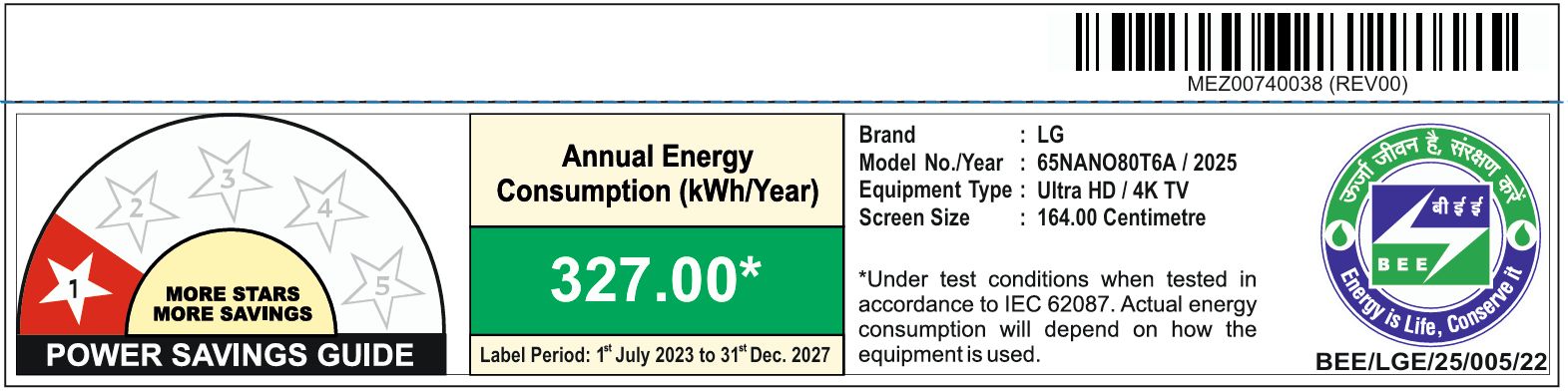 LG NANO80 Nano Cell 165.1 cm (65 inch) 4K Ultra HD Smart WebOS TV with AI Customization (2025 model)