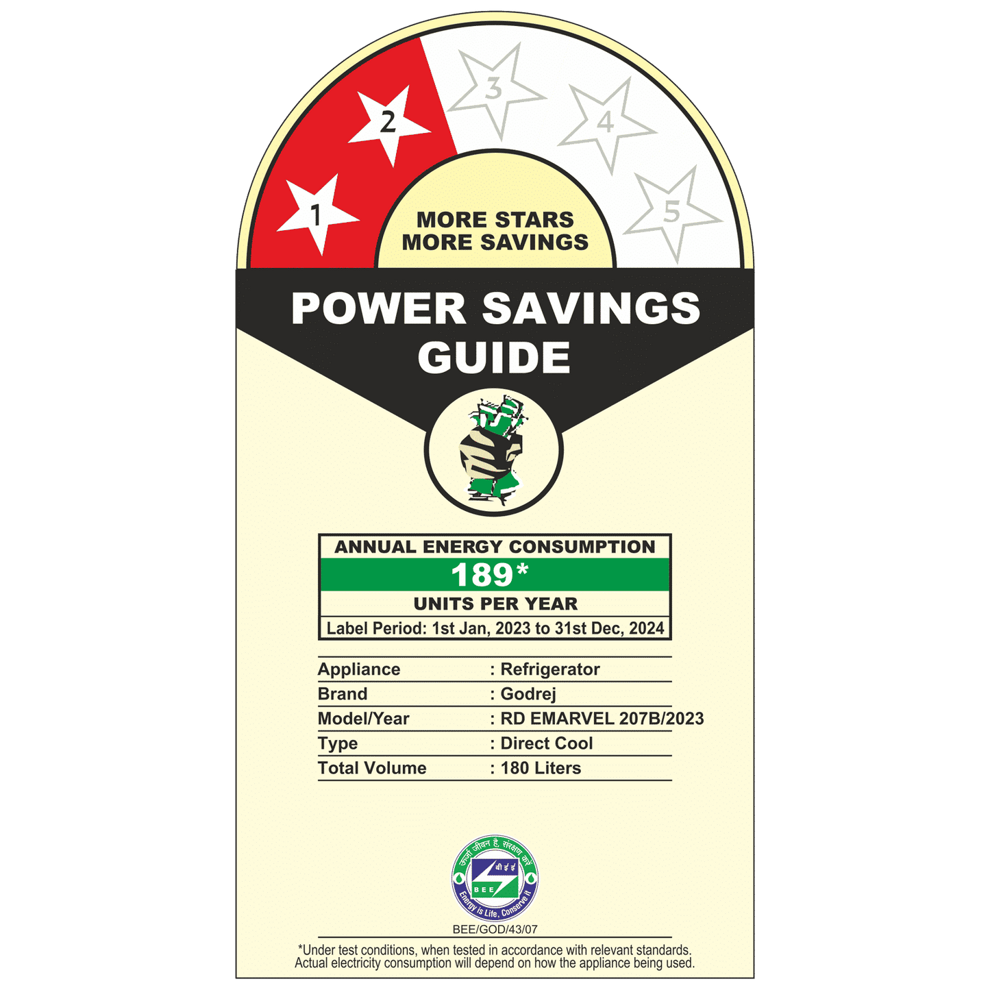 Godrej Edge Marvel 184 Litres 2 Star Direct Cool Single Door Refrigerator with Advanced Capillary Technology (RD EMARVEL 207B TDF, Fossil Steel)