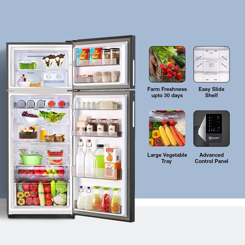 Godrej Eon Regalis 436 Litres 2 Star Frost Free Double Door Refrigerator with Nano Shield Technology (RT EONREGALIS 477B RCI MT BK, Matte Black)