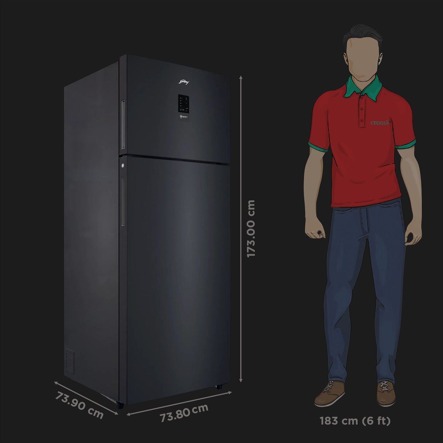 Godrej Eon Regalis 436 Litres 2 Star Frost Free Double Door Refrigerator with Nano Shield Technology (RT EONREGALIS 477B RCI MT BK, Matte Black)